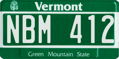 VT license plate NBM412