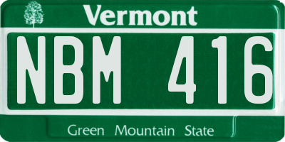 VT license plate NBM416