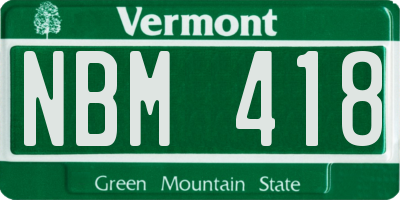 VT license plate NBM418