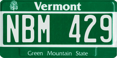 VT license plate NBM429