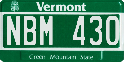 VT license plate NBM430