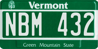 VT license plate NBM432