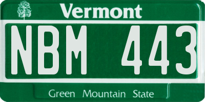 VT license plate NBM443
