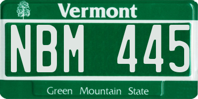 VT license plate NBM445