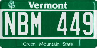 VT license plate NBM449