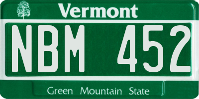 VT license plate NBM452