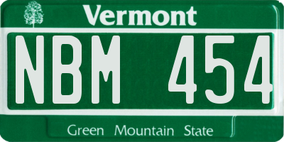 VT license plate NBM454