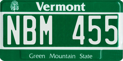 VT license plate NBM455