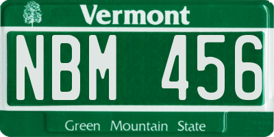 VT license plate NBM456
