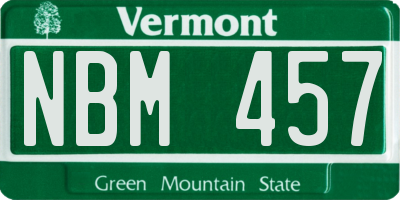 VT license plate NBM457