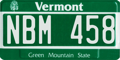 VT license plate NBM458