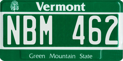VT license plate NBM462
