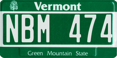 VT license plate NBM474