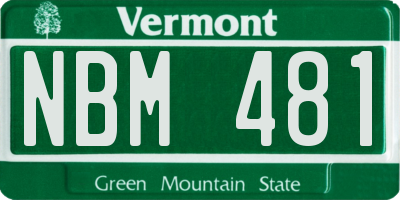 VT license plate NBM481
