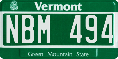 VT license plate NBM494