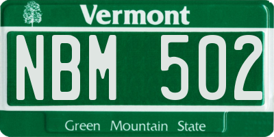 VT license plate NBM502