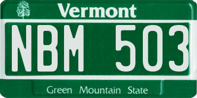 VT license plate NBM503