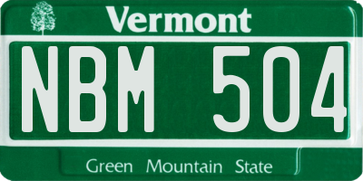 VT license plate NBM504