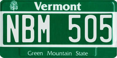 VT license plate NBM505