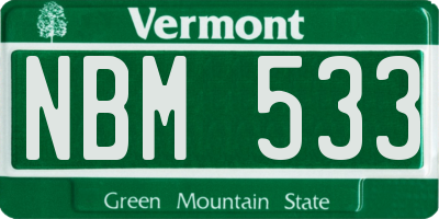 VT license plate NBM533