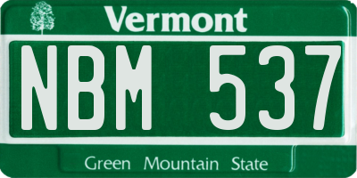 VT license plate NBM537