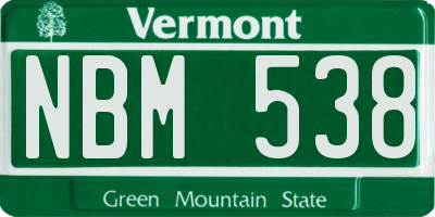 VT license plate NBM538