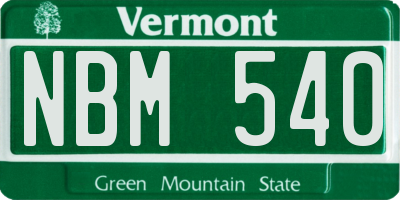 VT license plate NBM540