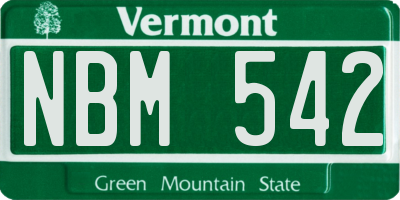 VT license plate NBM542
