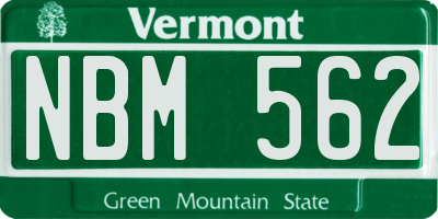 VT license plate NBM562
