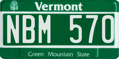 VT license plate NBM570