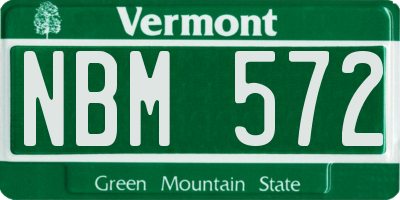VT license plate NBM572
