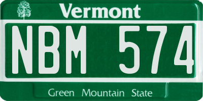 VT license plate NBM574