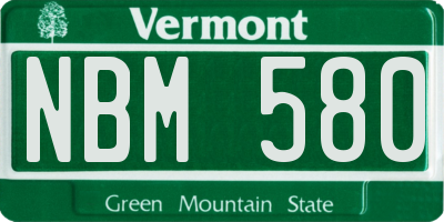 VT license plate NBM580