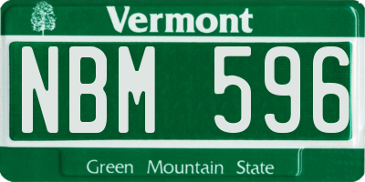 VT license plate NBM596