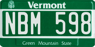 VT license plate NBM598