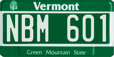 VT license plate NBM601