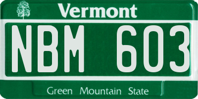 VT license plate NBM603