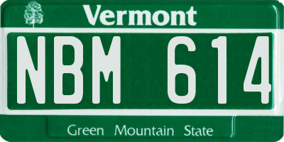 VT license plate NBM614