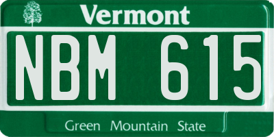 VT license plate NBM615