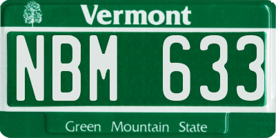 VT license plate NBM633