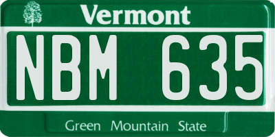 VT license plate NBM635
