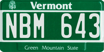 VT license plate NBM643