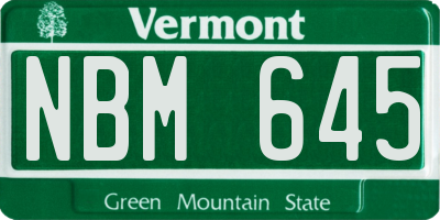 VT license plate NBM645