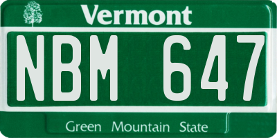 VT license plate NBM647