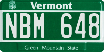 VT license plate NBM648