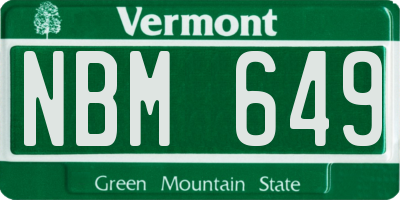 VT license plate NBM649