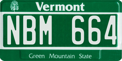VT license plate NBM664