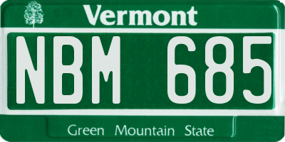 VT license plate NBM685