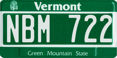 VT license plate NBM722