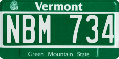 VT license plate NBM734